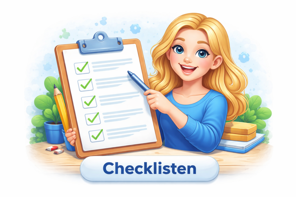 Checklisten für Webdesign und SEO – Illustration einer Webdesignerin mit Checkliste von adquo design