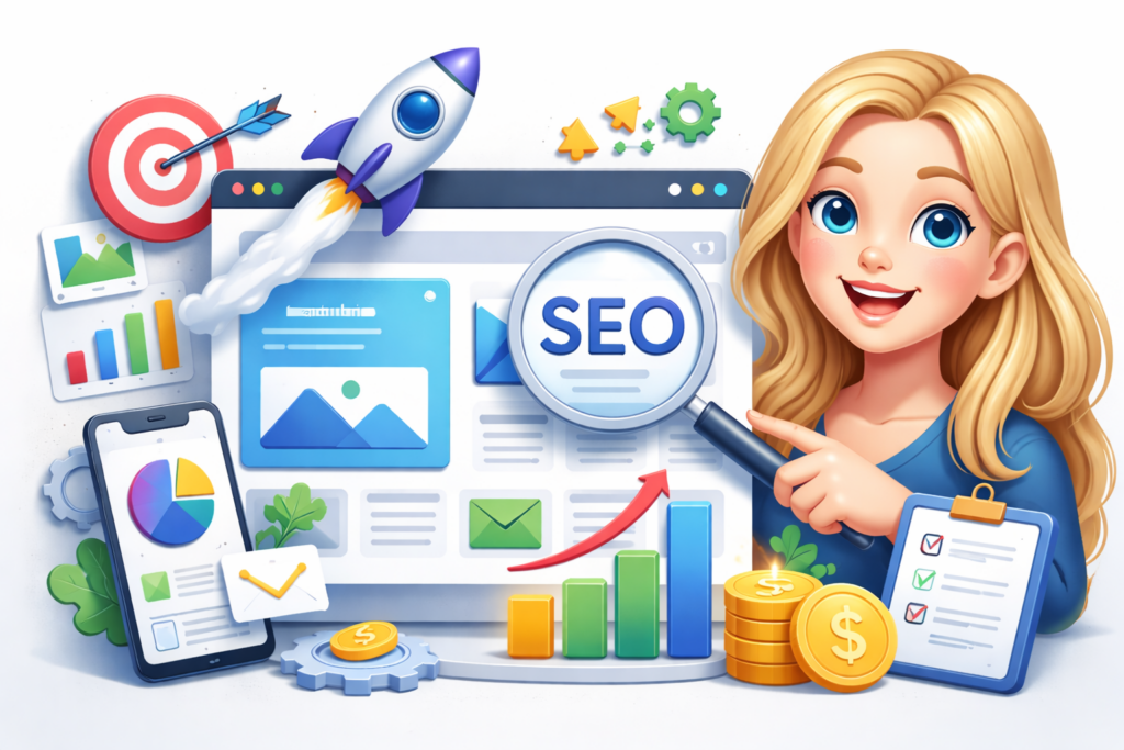 Modern gestaltete Website auf verschiedenen Geräten mit Fokus auf responsives Webdesign und optimale Nutzerführung