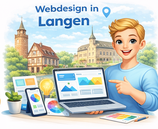 Webdesign Langen – Webdesigner mit Laptop und moderner Website